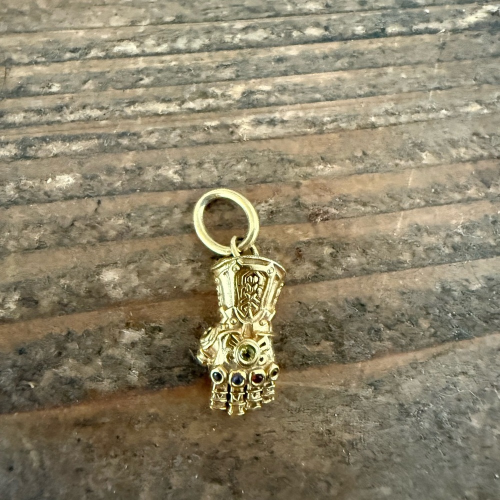 Pandora Gold Tone Infinity Gauntlet Charm with Colored Stones